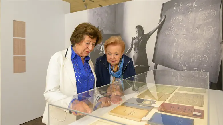 Lydia Barenholz & Ruth Melcer with some of the objects they contributed to the new exhibit
