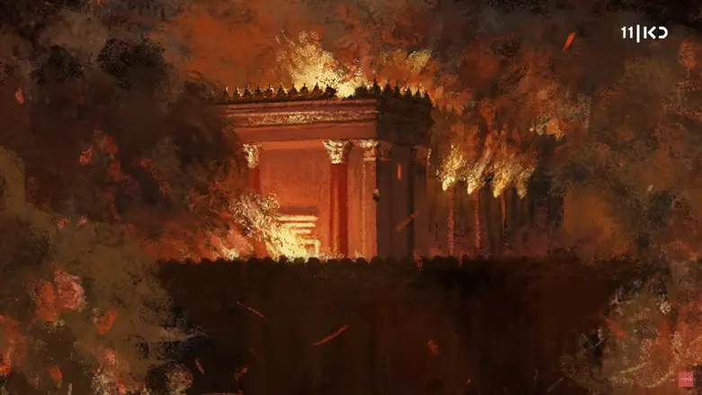 שורפים את המדינה או את הבית השלישי? מתוך הסרט 'אגדת חורבן'