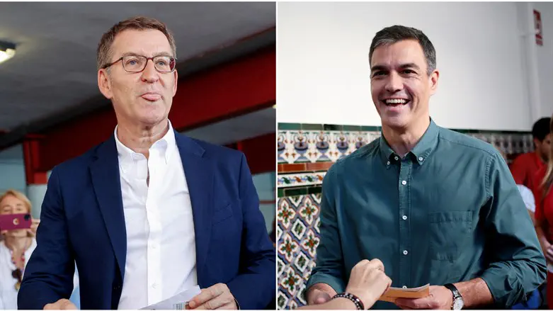 ראש הממשלה סנצ'ס לצד מנהיג האופוזיציה נונייז-רחוי