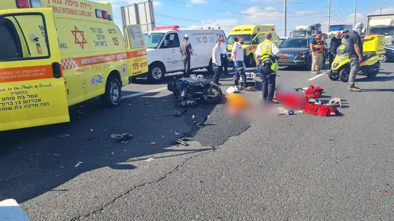 התאונה בכביש 4 סמוך למחלף אשדוד
