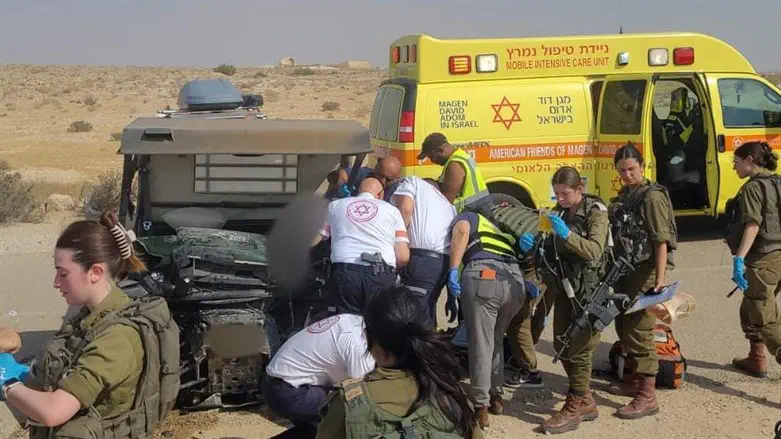 Scene of the traffic accident in the Negev