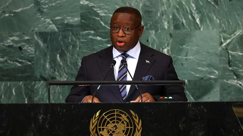 President of Sierra Leone Julius Maada Bio addresses the United Nations, September 2022.