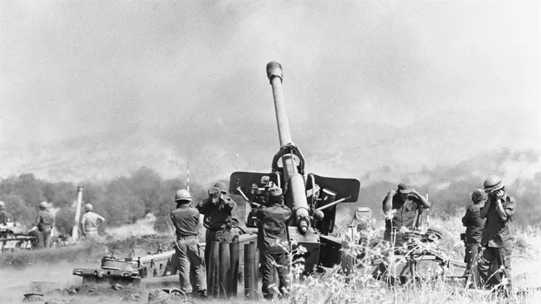 סוללת תותחים בפעולה, מלחמת יום הכיפורים