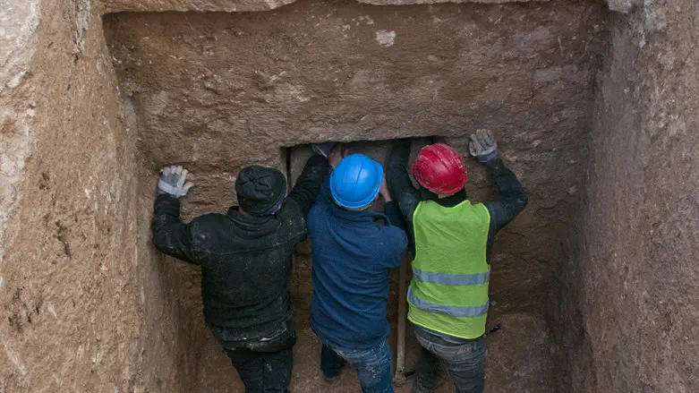 Work in the burial cave