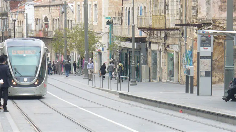 The "Davidka" light rail stop, one of the affected stations