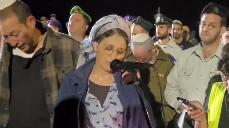 Yehudit Nitzan at her son's funeral