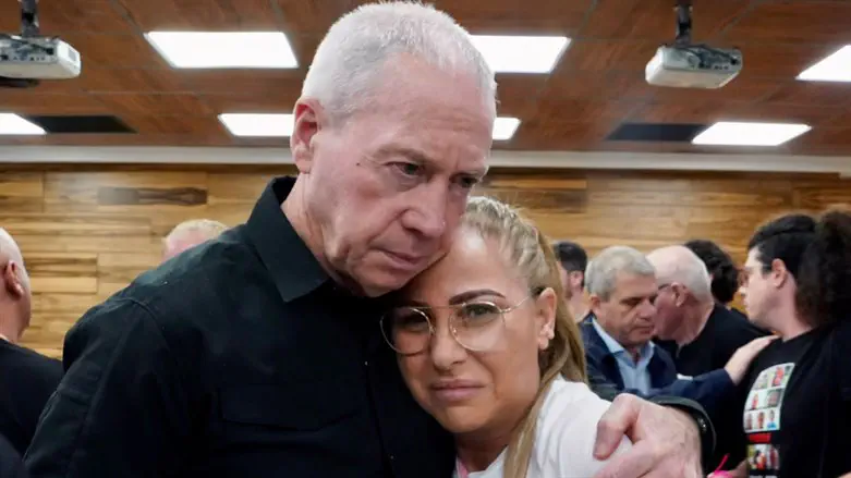 Gallant with family member of hostage held in Gaza