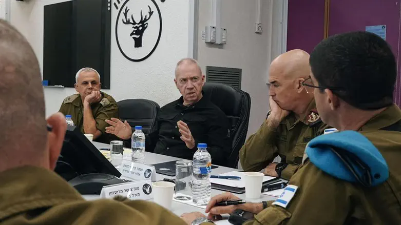 Yoav Gallant at the Northern Command command center