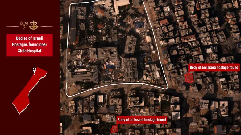 The sites where the bodies of hostages were found