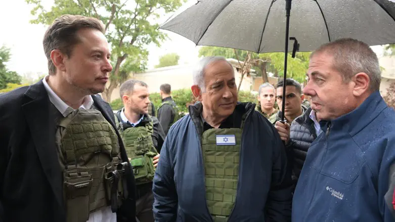 נתניהו עם אלון מאסק בעוטף עזה