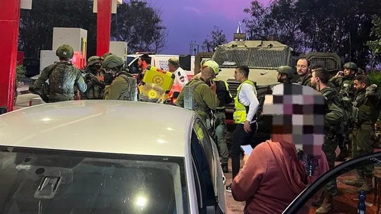 Scene of the terror attack at a gas station near the Rantis checkpoint