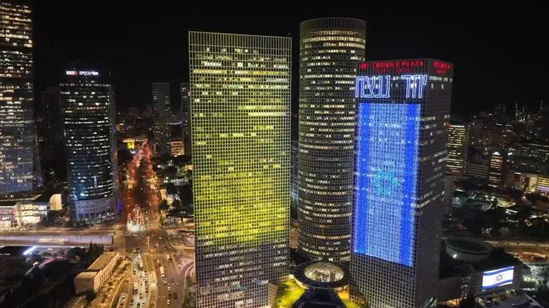 Azrieli Towers lit up in solidarity