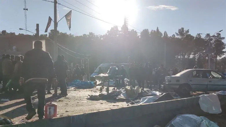 Scene of attack in Kerman, Iran