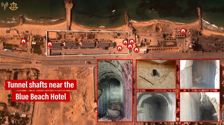 Tunnel shafts near Gaza's Blue Beach Hotel