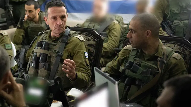 Chief of Staff Herzi Halevi, with IDF commanders in Gaza