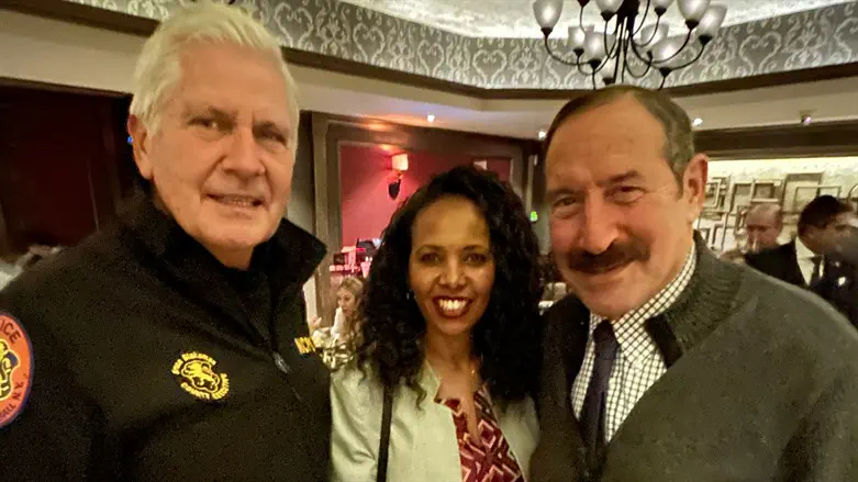 Mazi Melesa Pilip with Nassau County Executive Bruce Blakeman and Dr. Joseph Frager