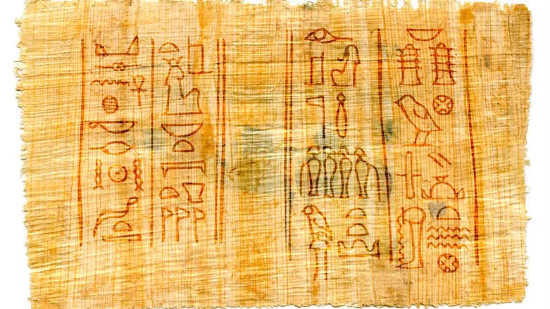 Ancient papyrus with Egyptian hieroglyphs