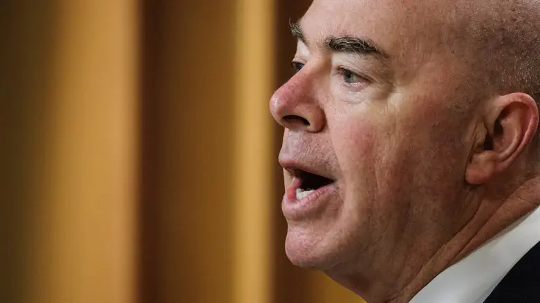 U.S. Homeland Security Sec. Alejandro Mayorkas at a press conference on Dec. 6, 2023.