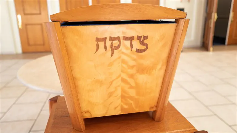 Tzedakah box in the foyer of a Lafayette, Calif., synagogue, Jan. 20, 2022.