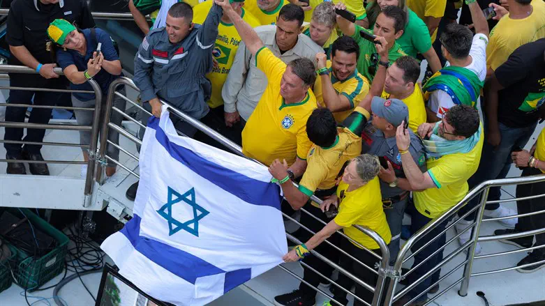 Jair Bolsonaro with an Israeli flag