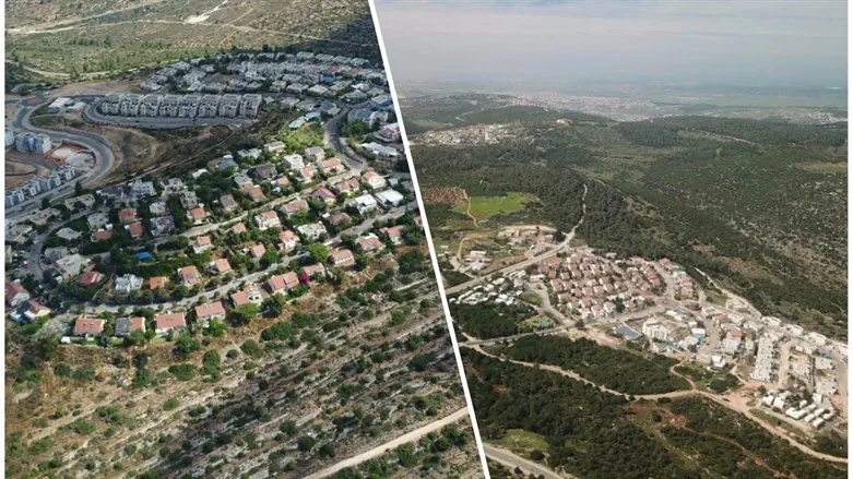 היישובים טל מנשה ונריה, מבט ממעוף הציפור