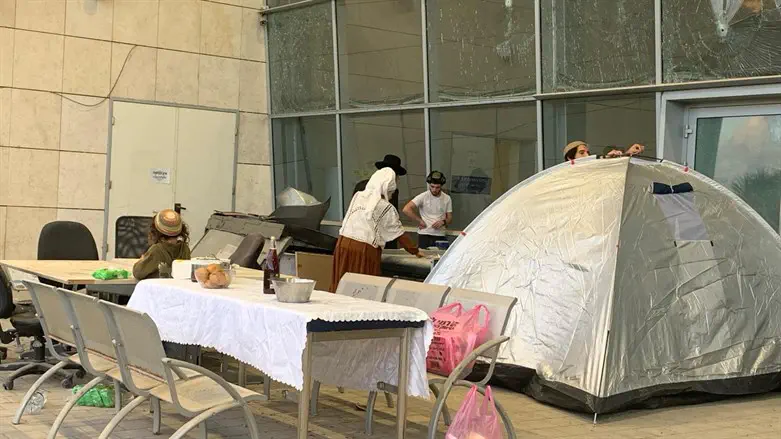 The protesters' camp at the crossing