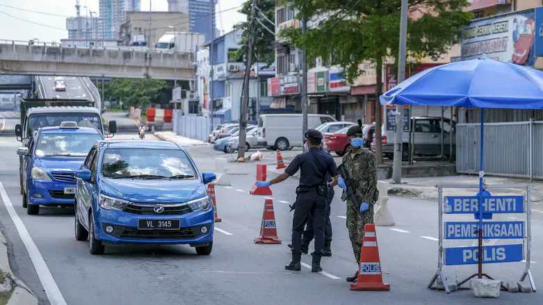 Malaysian police checkpoint in Kuala Lumpur