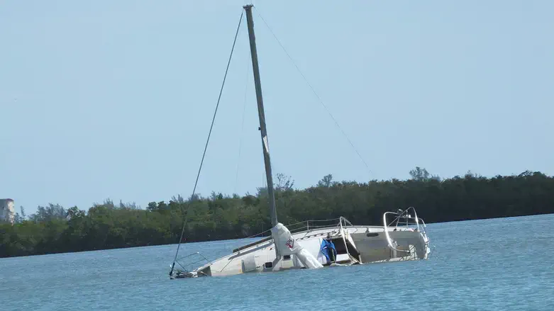 Capsized boat, illustration