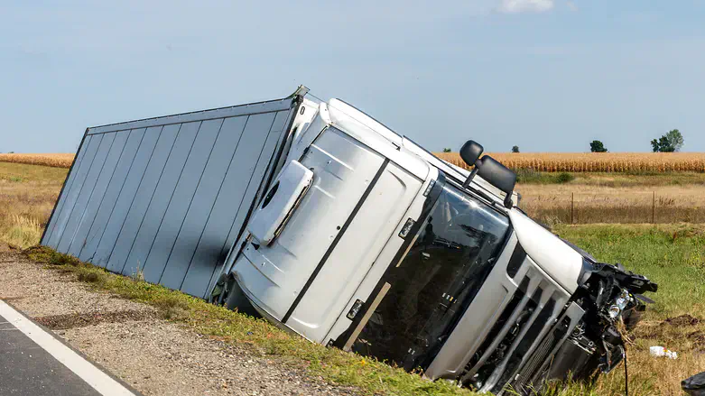Overturned truck, illustration