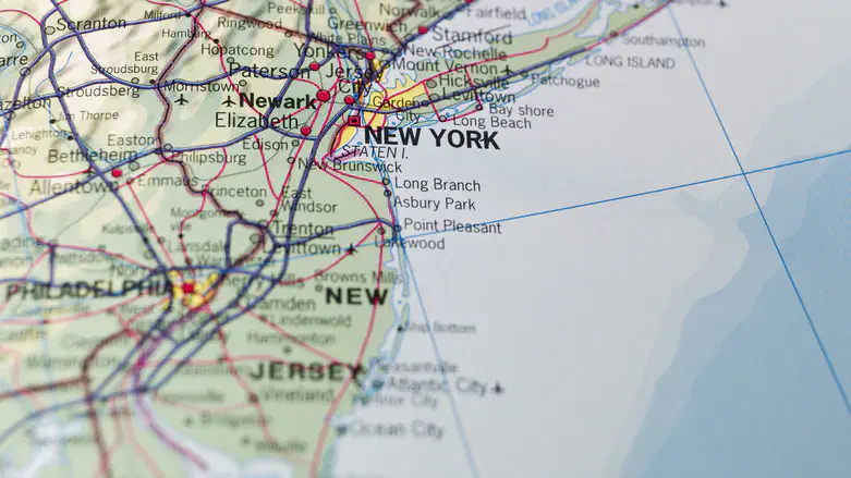 Нью-Йорк и Нью-Джерси на карте США. Иллюстрация