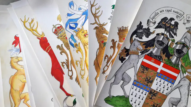 Reproductions of the coats of arms found on the building