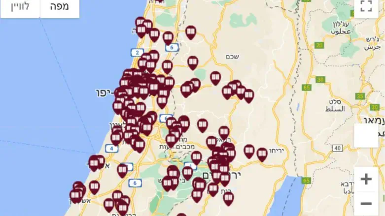 מפת קריאת 'עשרת הדיברות' ברחבי הארץ