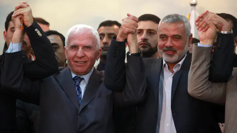 Fatah's Azzam al-Ahmed, Hamas' Ismail Haniyeh