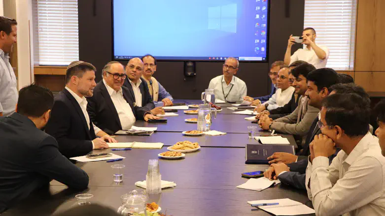 Finance Minister Bezalel Smotrich with the delegations