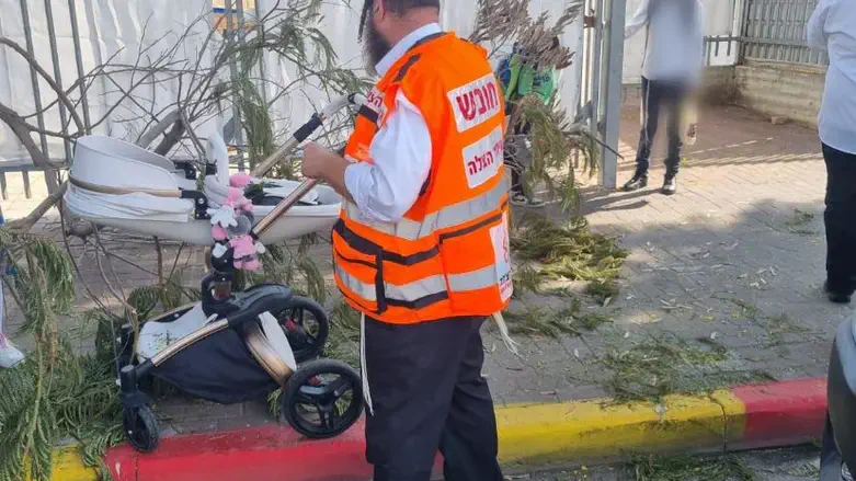 העגלה והפעוטה בתוכה