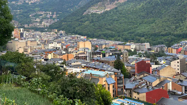Panoramic view of Andorra la Vella, capital of the Principality of Andorra