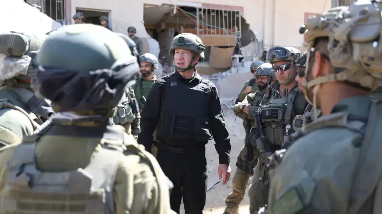 Gallant with troops in Gaza