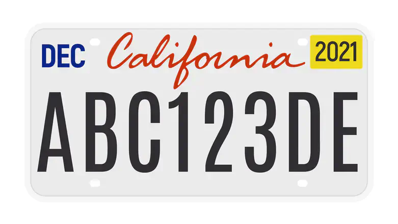 California license plate (illustration)
