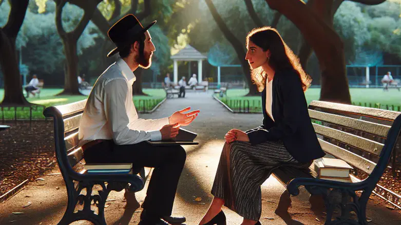 Haredi couple on a date at a park (illustrative)