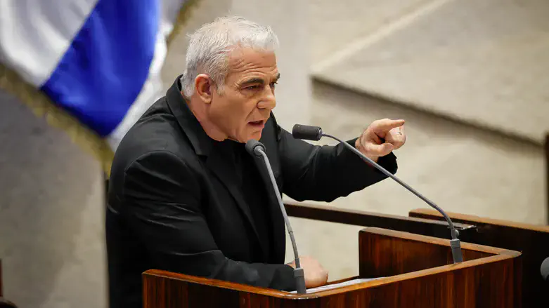 Opposition leader MK Yair Lapid speaks at Knesset plenum