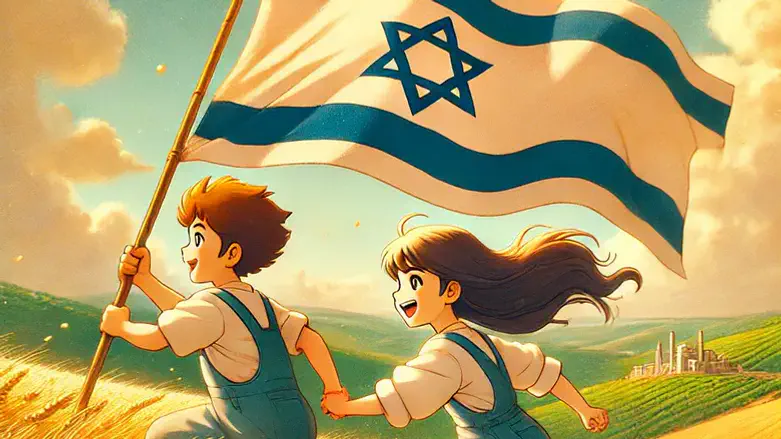 ילדים עם דגל ישראל