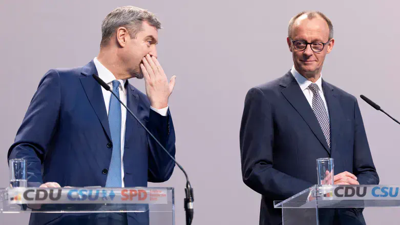 Markus Soeder (L) leader of the Christian Social Union & Friedrich Merz, leader of the CDU