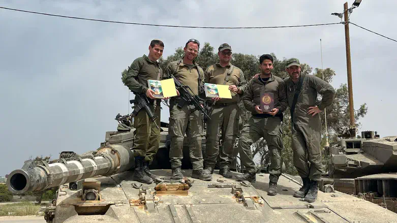 IDF soldiers with Haggadah