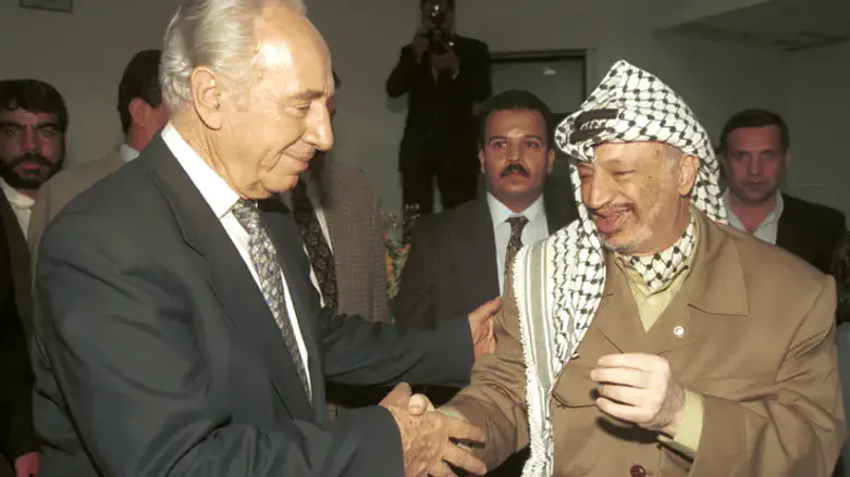 Peres with Yasser Arafat