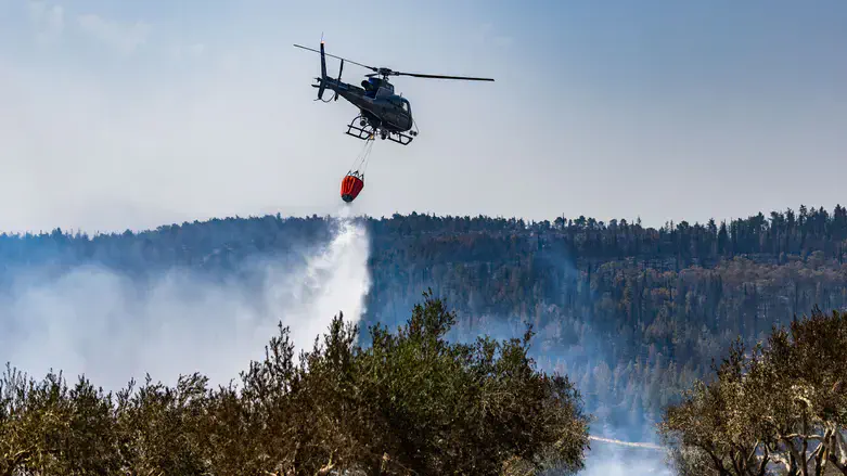 Тушение пожара на Иерусалимских холмах