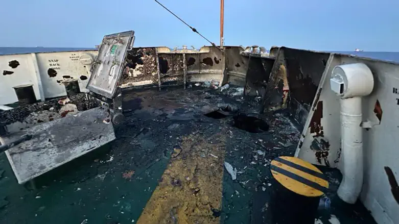 The damaged Conscience aid ship