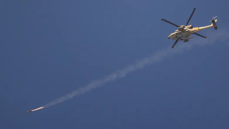 Fighter helicopter during military operation