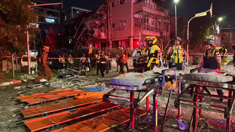 Scene of missile impact in central Israel