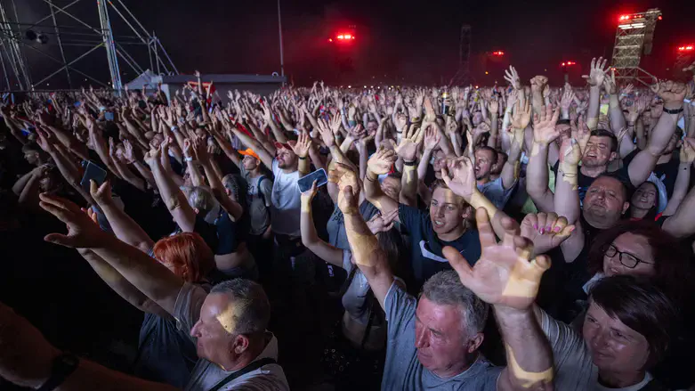Fans at a concert by Croatian nationalist singer Marko Perkovic Thompson