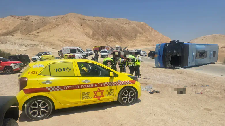 Scene of the minibus accident near Maaleh Adumim